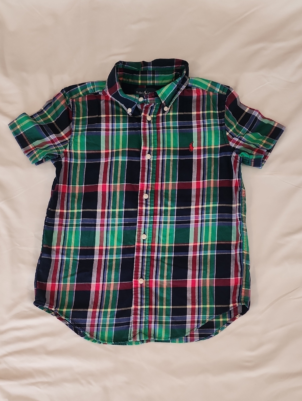Ralph Lauren Polo Plaid Short-Sleeve Button-Down Shirt - Size 6